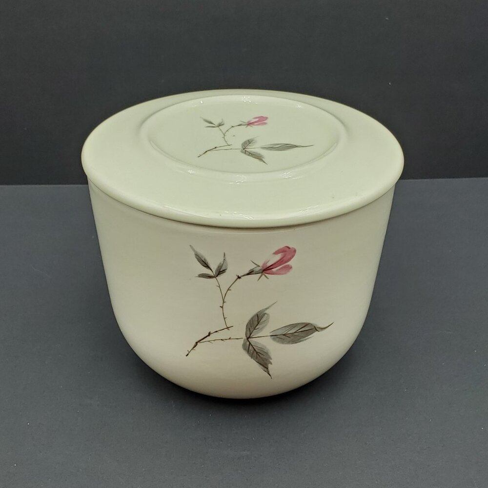 Universal Ballerina Rosette Refrigerator Jar Pink Rose Lidded Bowl Canister